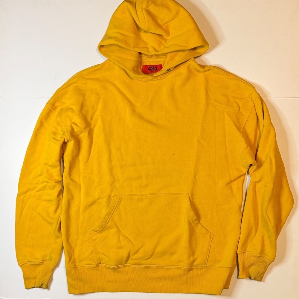 424 Hoodie 2018 Collection Mens Medium Yellow Pullover Sweatshirt